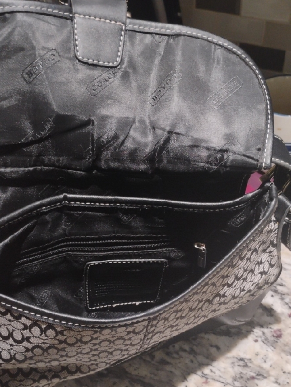 Coach Signature Jacquard Shoulder Bag in Black - Picture 3 of 9